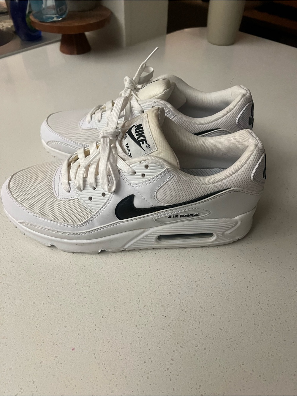 Nike White Sneakers with Black Swoosh - Women's Air Max Style